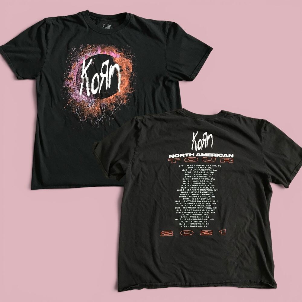 Korn North American Tour 2021 Concert T Shirt XL Black Salt Lake City Official